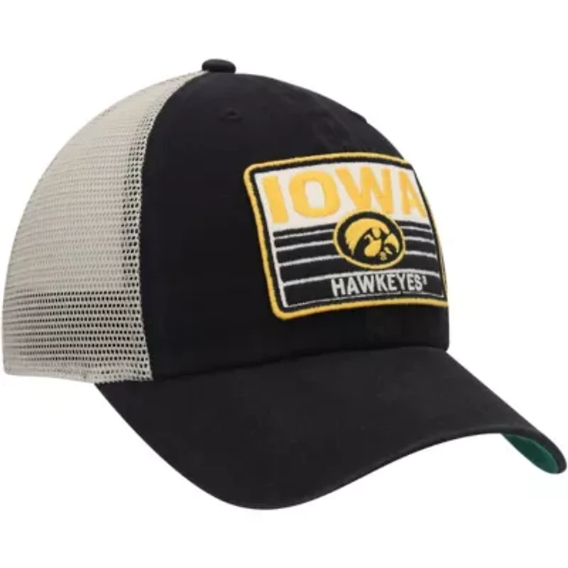 NCAA Black/Natural Iowa Hawkeyes Four Stroke Clean Up Trucker Snapback Hat