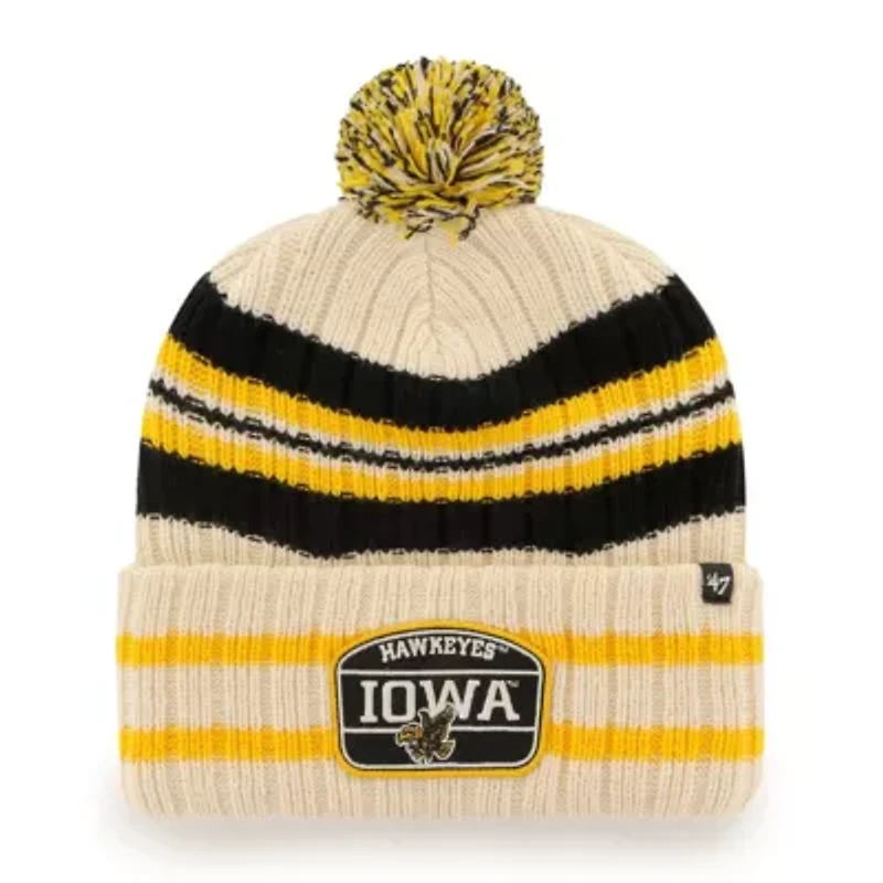 NCAA Iowa Hawkeyes Hone Patch Cuffed Knit Hat with Pom