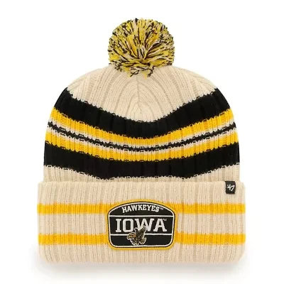 NCAA Iowa Hawkeyes Hone Patch Cuffed Knit Hat with Pom