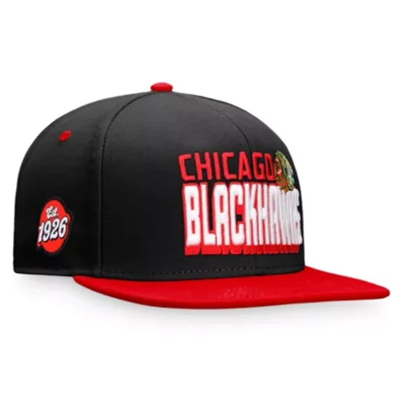NHL Fanatics Black/Red Chicago Blackhawks Retro Two-Tone Snapback Hat