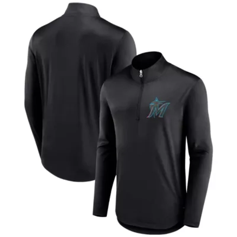 MLB Fanatics Miami Marlins Tough Minded Lightweight Quarter-Zip Pullover