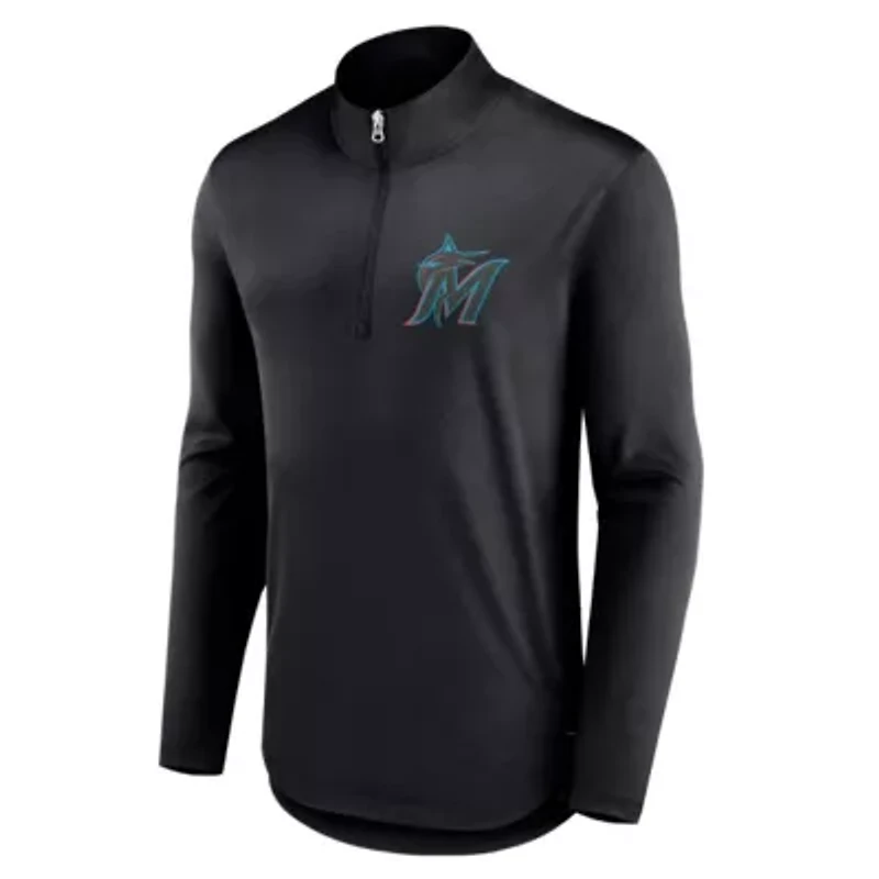 MLB Fanatics Miami Marlins Tough Minded Lightweight Quarter-Zip Pullover