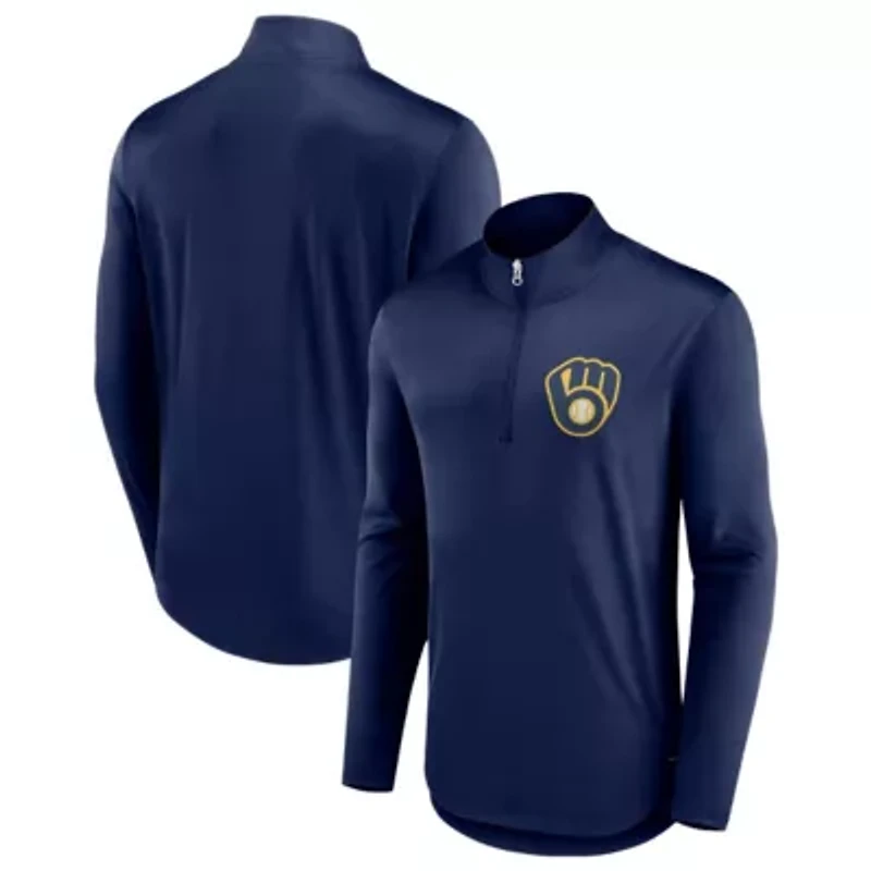MLB Fanatics Milwaukee Brewers Tough Minded Lightweight Quarter-Zip Pullover