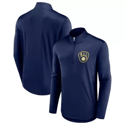 MLB Fanatics Milwaukee Brewers Tough Minded Lightweight Quarter-Zip Pullover