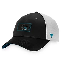 NHL Fanatics Black/White San Jose Sharks Authentic Pro Trucker Snapback Hat