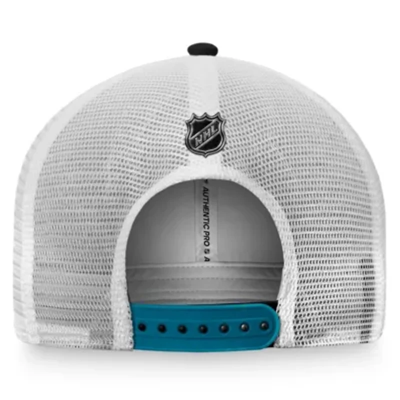 NHL Fanatics Black/White San Jose Sharks Authentic Pro Trucker Snapback Hat