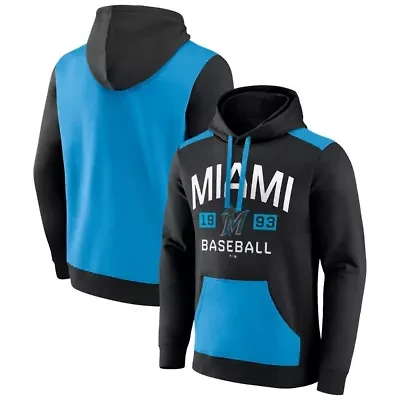 MLB Fanatics Black/Blue Miami Marlins Chip Team Pullover Hoodie