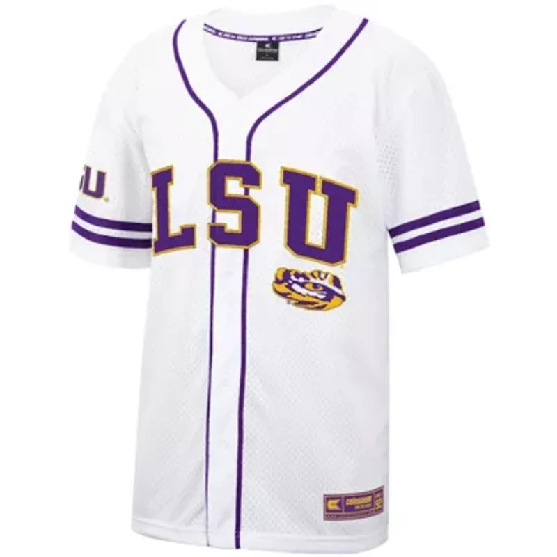 NCAA LSU Tigers Free Spirited Mesh Button-Up Baseball Jersey