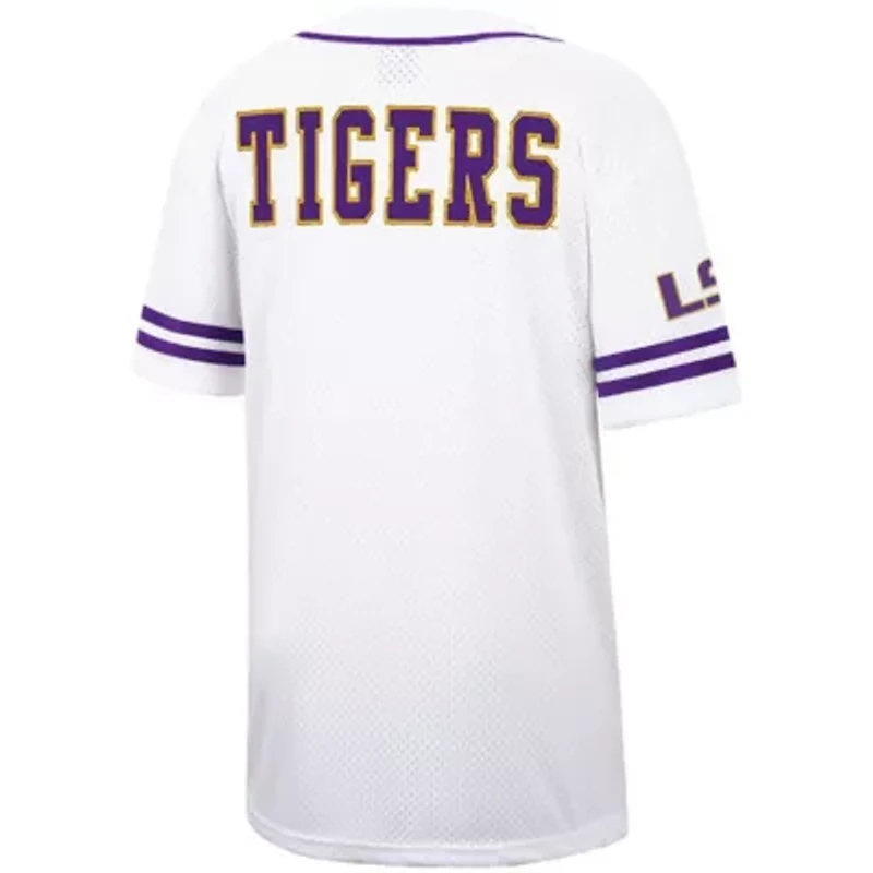 NCAA LSU Tigers Free Spirited Mesh Button-Up Baseball Jersey