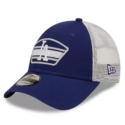 MLB Royal/White Los Angeles Dodgers Logo Patch 9FORTY Trucker Snapback Hat