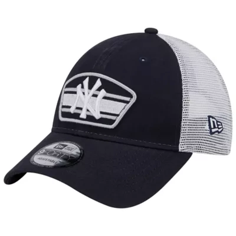 MLB Navy/White New York Yankees Logo Patch 9FORTY Trucker Snapback Hat