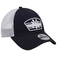 MLB Navy/White New York Yankees Logo Patch 9FORTY Trucker Snapback Hat