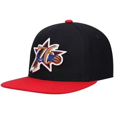 NBA Black/Red Philadelphia 76ers Hardwood Classics Team Two-Tone 2.0 Snapback Hat
