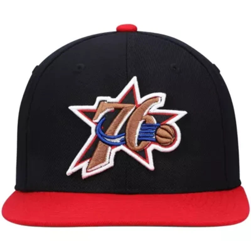 NBA Black/Red Philadelphia 76ers Hardwood Classics Team Two-Tone 2.0 Snapback Hat