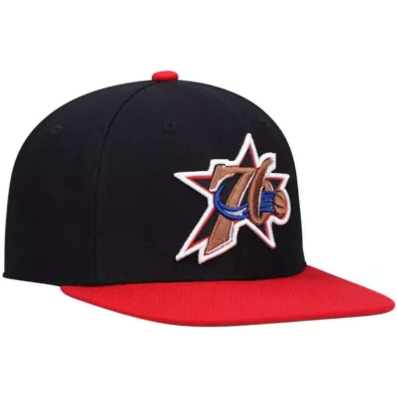 NBA Black/Red Philadelphia 76ers Hardwood Classics Team Two-Tone 2.0 Snapback Hat