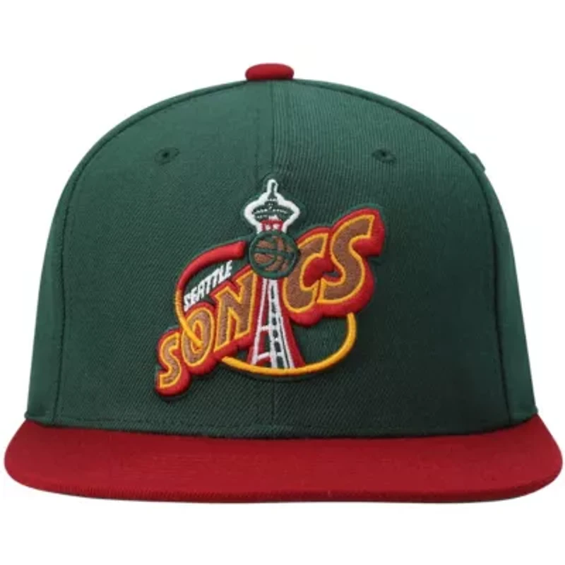 Hardwood Classic Teams Green/Red Seattle SuperSonics Hardwood Classics Team Two-Tone 2.0 Snapback Hat