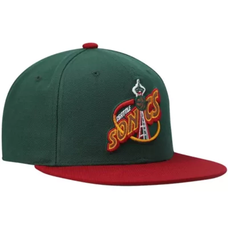 Hardwood Classic Teams Green/Red Seattle SuperSonics Hardwood Classics Team Two-Tone 2.0 Snapback Hat