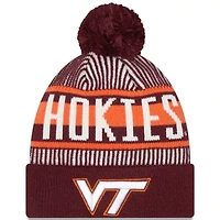 NCAA Virginia Tech Hokies Logo Striped Cuff Knit Hat with Pom