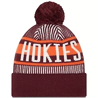NCAA Virginia Tech Hokies Logo Striped Cuff Knit Hat with Pom