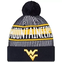 NCAA West Virginia Mountaineers Logo Striped Cuff Knit Hat with Pom