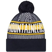 NCAA West Virginia Mountaineers Logo Striped Cuff Knit Hat with Pom