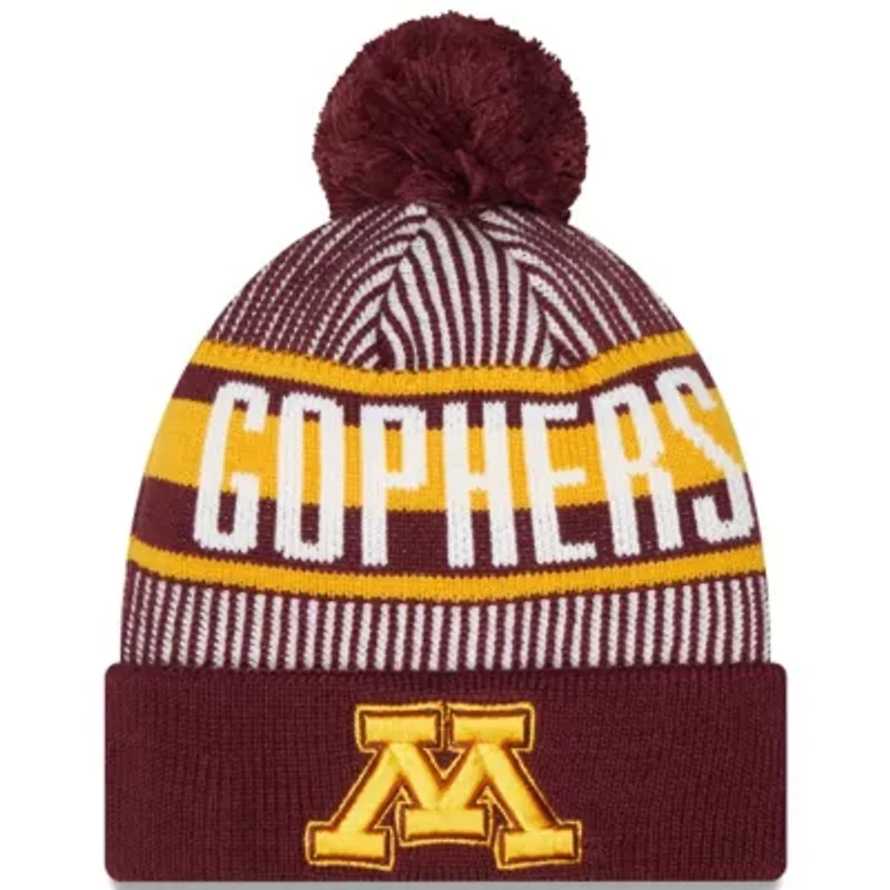 NCAA Minnesota Golden Gophers Logo Striped Cuff Knit Hat with Pom