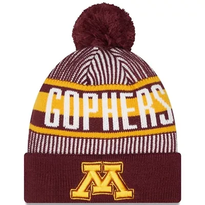 NCAA Minnesota Golden Gophers Logo Striped Cuff Knit Hat with Pom