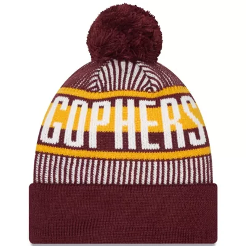 NCAA Minnesota Golden Gophers Logo Striped Cuff Knit Hat with Pom