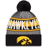 NCAA Iowa Hawkeyes Logo Striped Cuff Knit Hat with Pom
