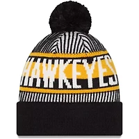 NCAA Iowa Hawkeyes Logo Striped Cuff Knit Hat with Pom