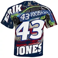 NASCAR Checkered Flag Erik Jones FOCUS factor Sublimated Patriotic Total Print T-Shirt