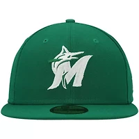 MLB Kelly Miami Marlins Logo 59FIFTY Fitted Hat