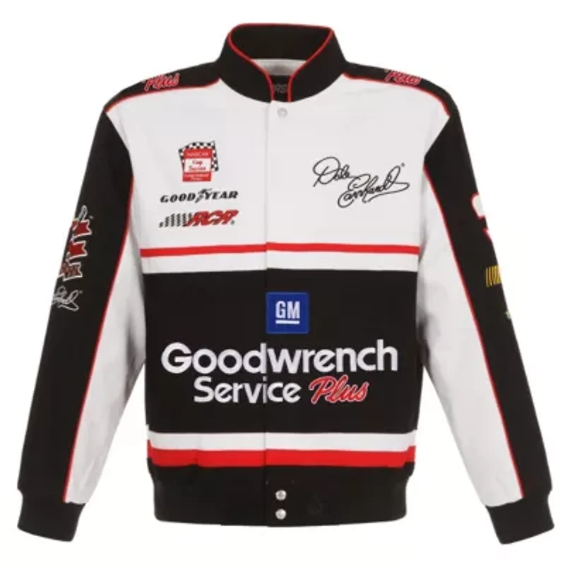 NASCAR White/Black Dale Earnhardt Goodwrench Twill Uniform Full-Snap Jacket