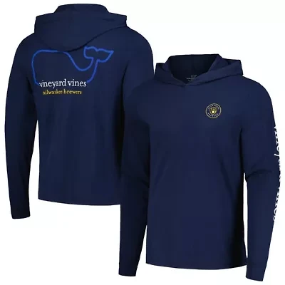 MLB Vineyard Vines Milwaukee Brewers Long Sleeve Hoodie T-Shirt