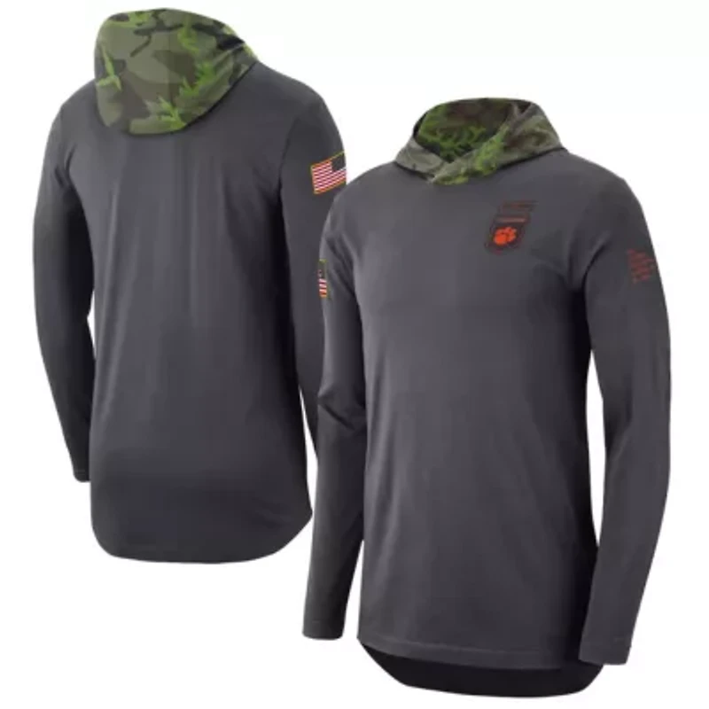 NCAA Nike Clemson Tigers Military Long Sleeve Hoodie T-Shirt