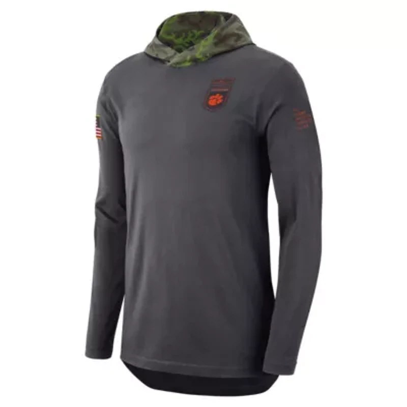 NCAA Nike Clemson Tigers Military Long Sleeve Hoodie T-Shirt