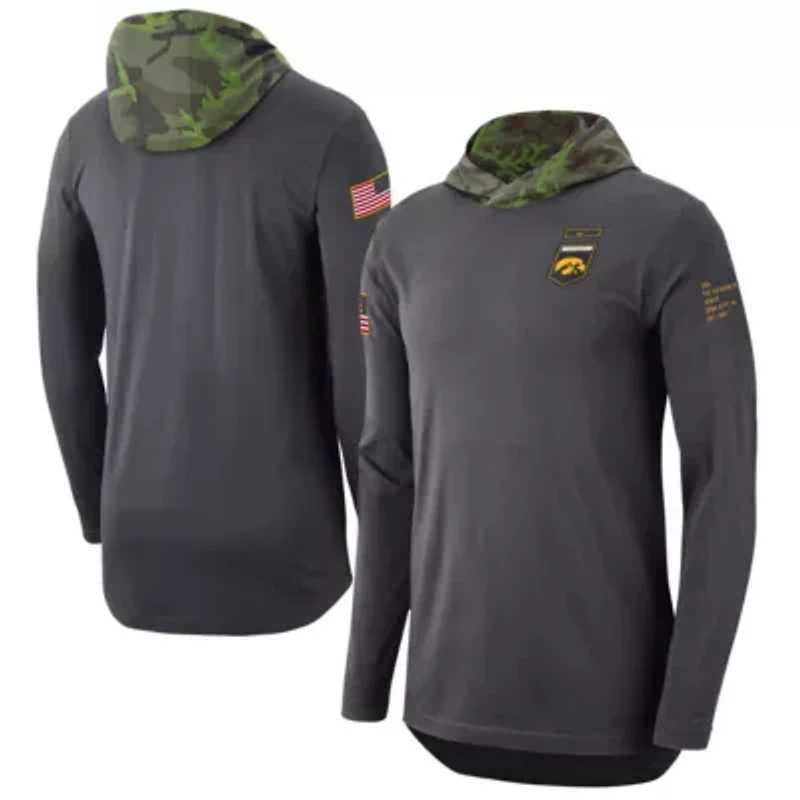 NCAA Nike Iowa Hawkeyes Military Long Sleeve Hoodie T-Shirt