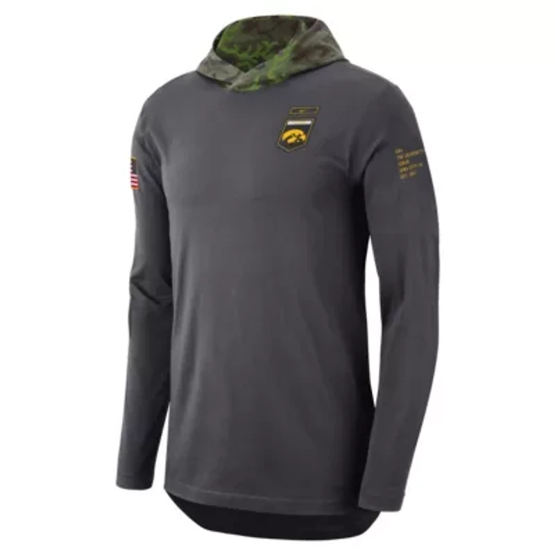 NCAA Nike Iowa Hawkeyes Military Long Sleeve Hoodie T-Shirt