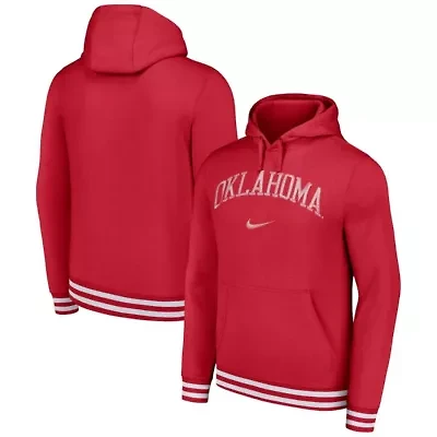 NCAA Nike Oklahoma Sooners Distressed Sketch Retro Fitted Pullover Hoodie