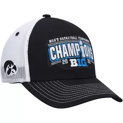 NCAA Black/White Iowa Hawkeyes 2022 Big Ten Basketball Conference Tournament s Locker Room Adjustable Hat