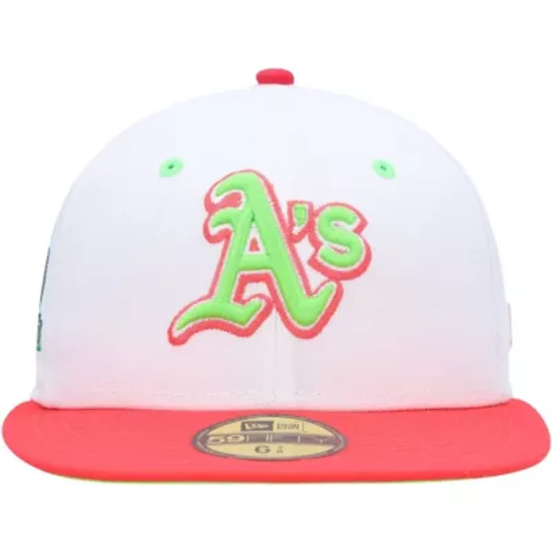 Oakland Athletics MLB White/Coral 40th Anniversary Strawberry Lolli 59FIFTY Fitted Hat