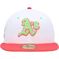 Oakland Athletics MLB White/Coral 40th Anniversary Strawberry Lolli 59FIFTY Fitted Hat