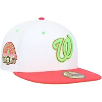 MLB White/Coral Washington Nationals Robert F. Kennedy Memorial Stadium Strawberry Lolli 59FIFTY Fitted Hat