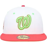 MLB White/Coral Washington Nationals Robert F. Kennedy Memorial Stadium Strawberry Lolli 59FIFTY Fitted Hat