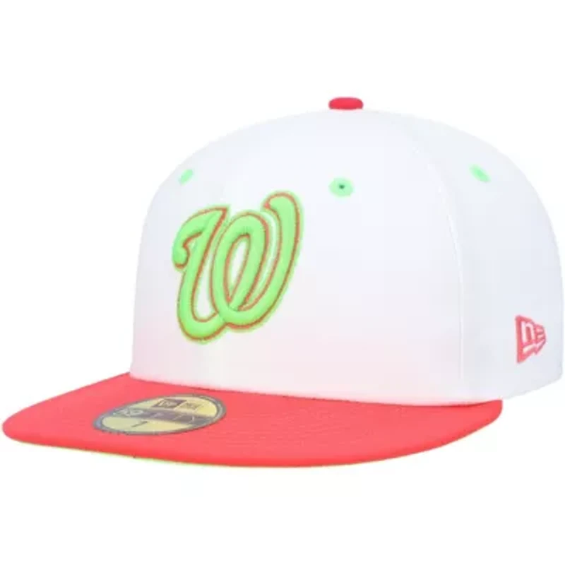 MLB White/Coral Washington Nationals Robert F. Kennedy Memorial Stadium Strawberry Lolli 59FIFTY Fitted Hat