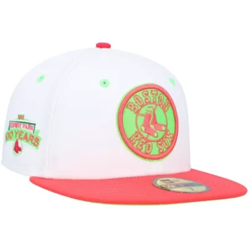 Boston Red Sox MLB White/Coral Fenway Park 100th Anniversary Strawberry Lolli 59FIFTY Fitted Hat