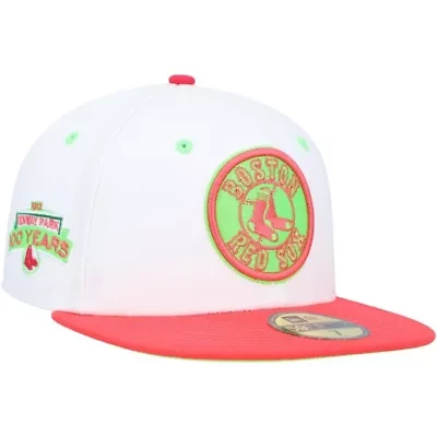 Boston Red Sox MLB White/Coral Fenway Park 100th Anniversary Strawberry Lolli 59FIFTY Fitted Hat