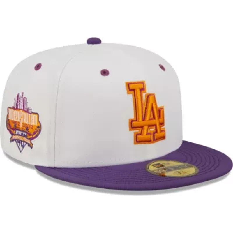 MLB White/Purple Los Angeles Dodgers 40th Anniversary at Dodger Stadium Grape Lolli 59FIFTY Fitted Hat