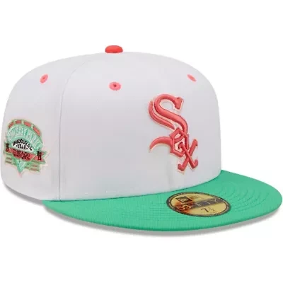 Chicago White Sox MLB White/Green Inaugural Season at Comiskey Park Watermelon Lolli 59FIFTY Fitted Hat