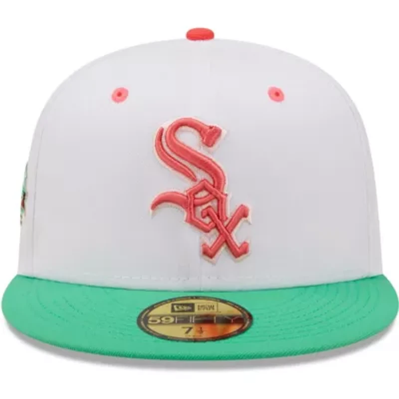 Chicago White Sox MLB White/Green Inaugural Season at Comiskey Park Watermelon Lolli 59FIFTY Fitted Hat